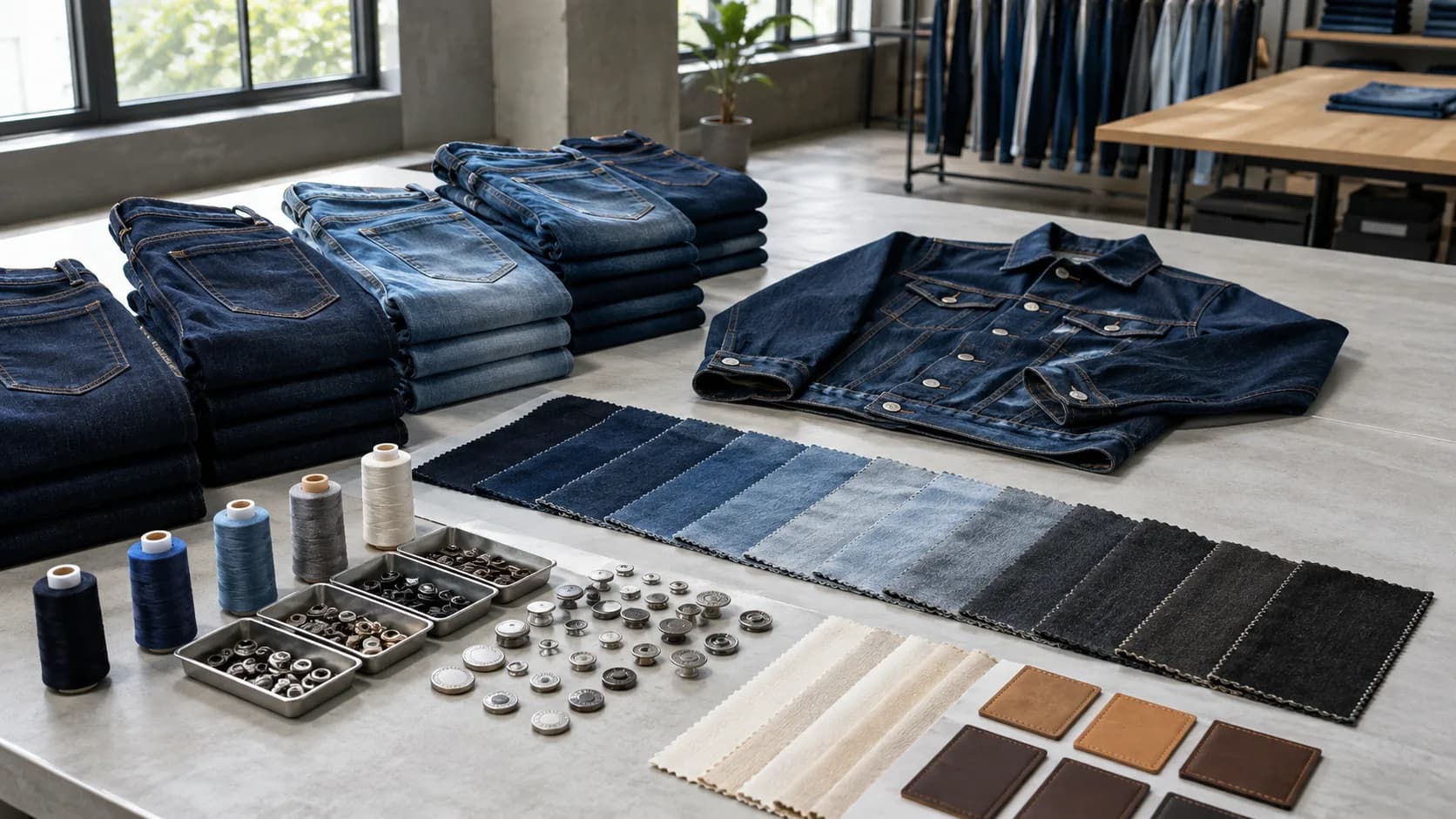 Distressed jeans manufacturing and wash effects