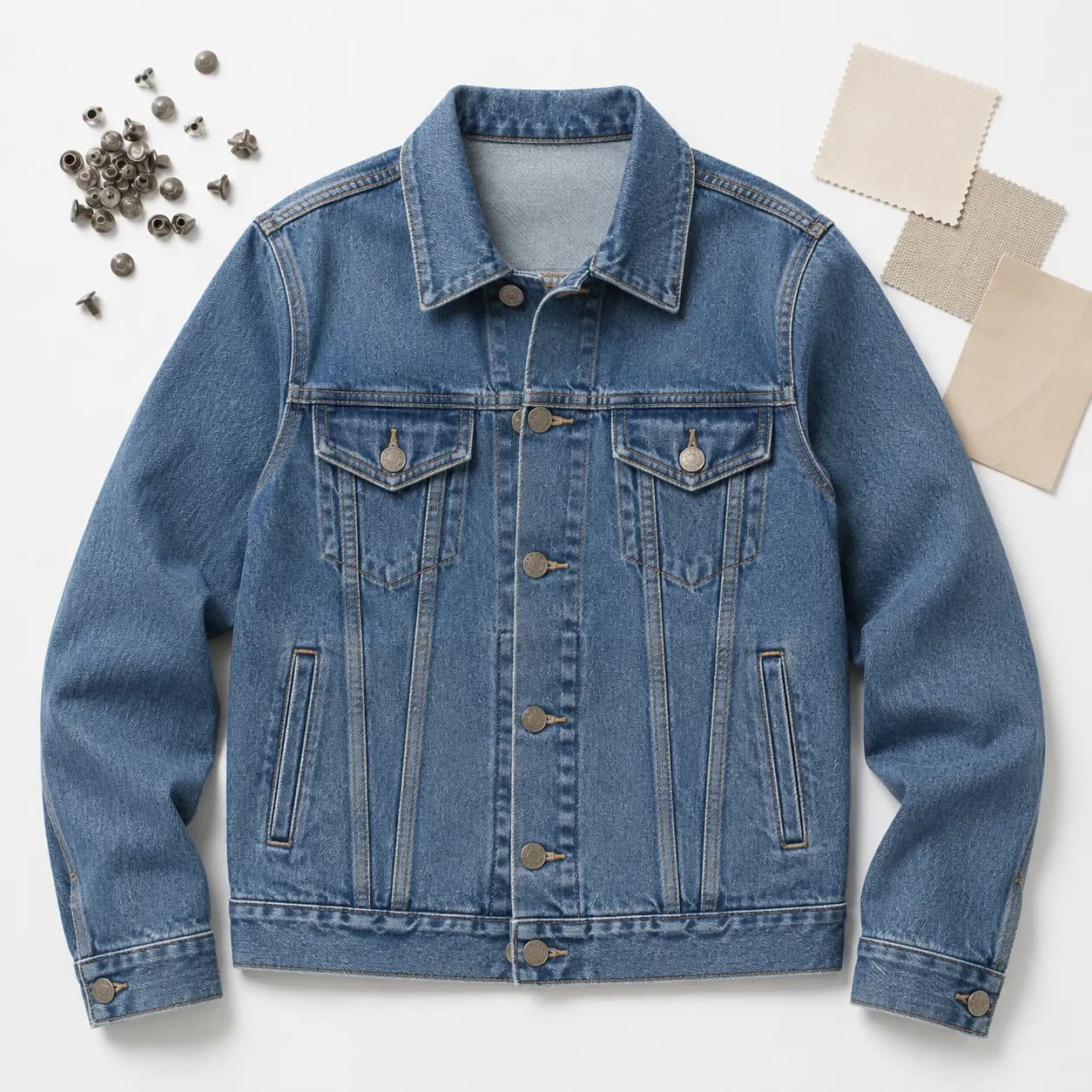 Custom denim jacket with wash swatches