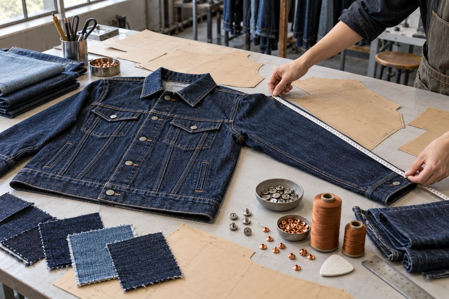 Connect the jacket brief to bulk release: Define block, materials, and construction; Verify finished fit and shrinkage allowances; Approve references and release bulk gates